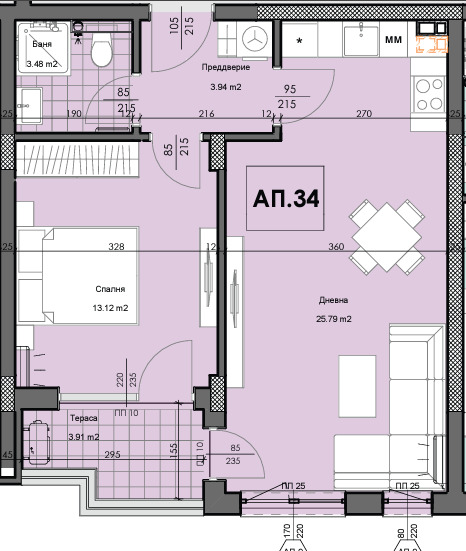 Satılık  1 yatak odası Plovdiv , Karşiyaka , 69 metrekare | 43658350 - görüntü [2]