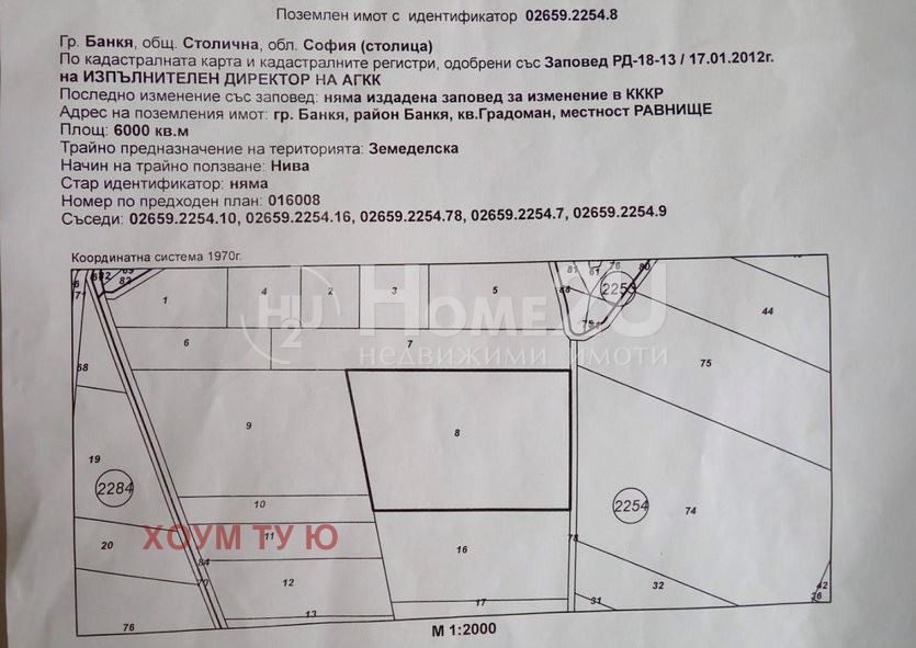 Продава ЗЕМЕДЕЛСКА ЗЕМЯ, гр. София, гр. Банкя