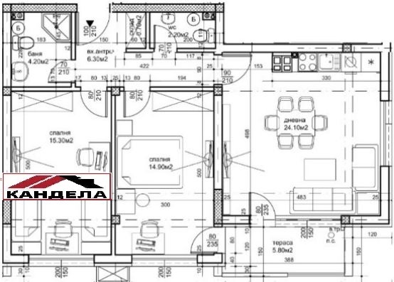 Продаја  2 спаваће собе Пловдив , Христо Смирненски , 98 м2 | 55231871 - слика [2]