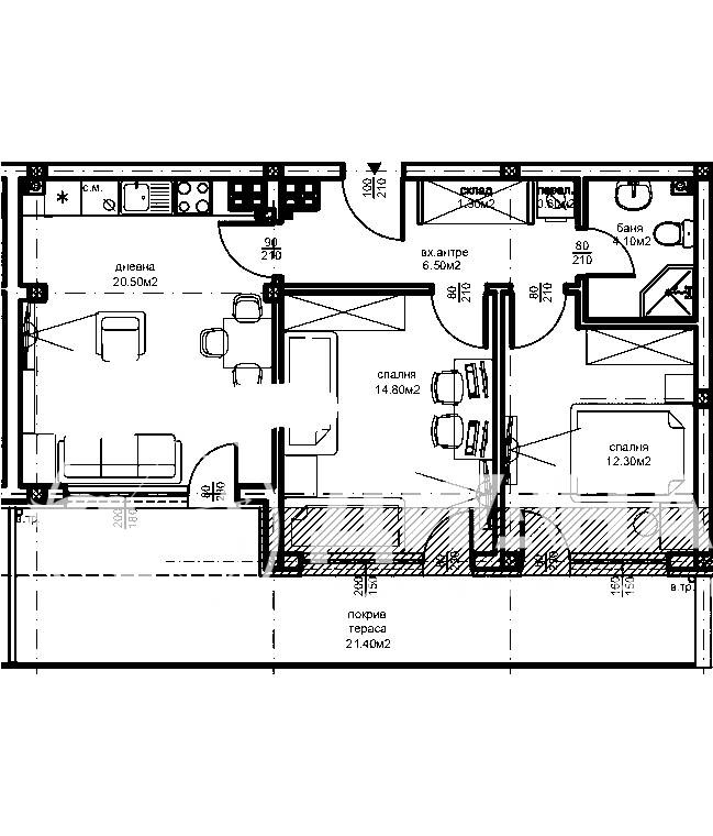 For Sale  2 bedroom Plovdiv , Yuzhen , 110 sq.m | 40663923 - image [2]