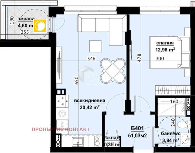 Продава 2-СТАЕН, гр. Бургас, Изгрев, снимка 2 - Aпартаменти - 49208900