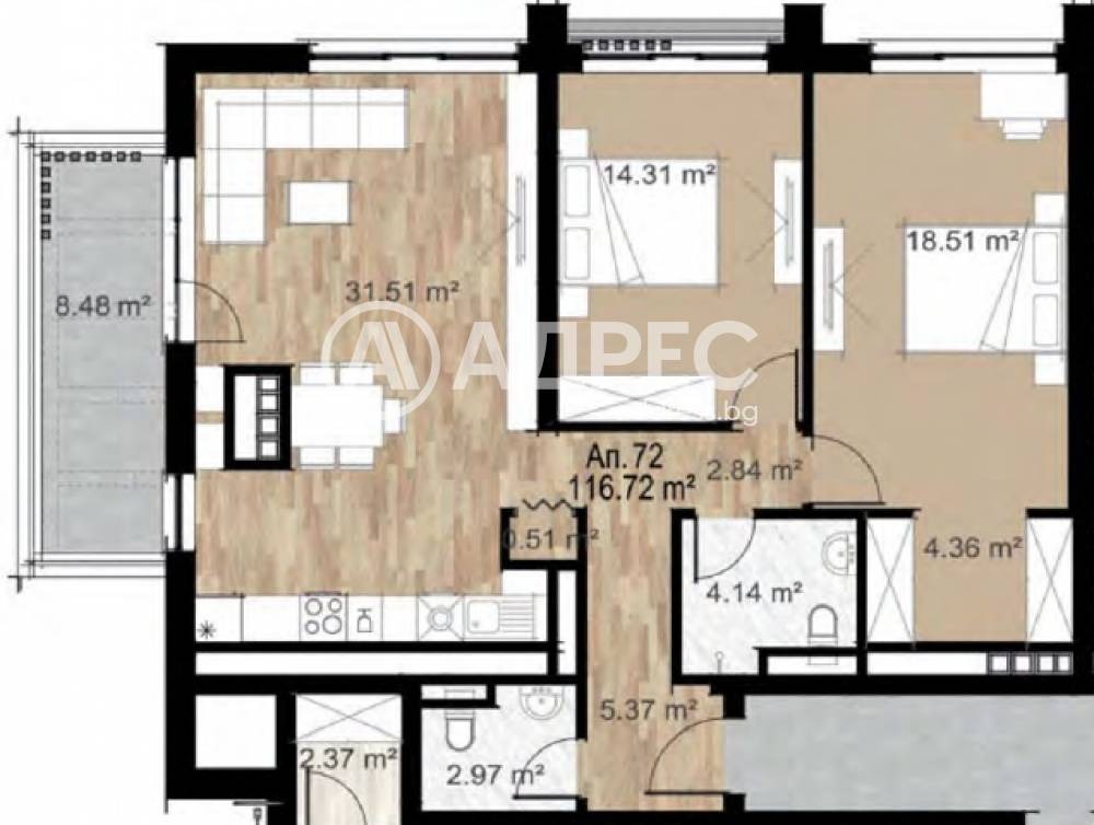 Продава 3-СТАЕН, гр. София, Зона Б-5, снимка 4 - Апартаменти - 54735416