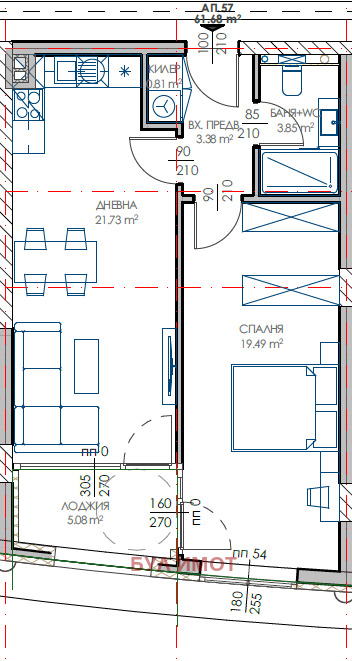 Продава  2-стаен град Варна , Трошево , 72 кв.м | 83218938 - изображение [9]