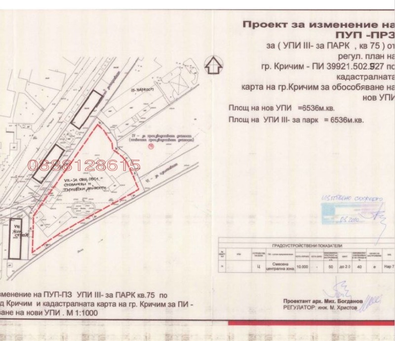 Продава ПАРЦЕЛ в област Пловдив, гр. Кричим - 6560 кв.м / 459 200 € » 898 117.14 лв.