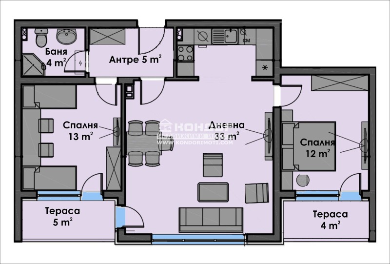 En venta  2 dormitorios Plovdiv , Vastanicheski , 104 metros cuadrados | 44025104 - imagen [5]