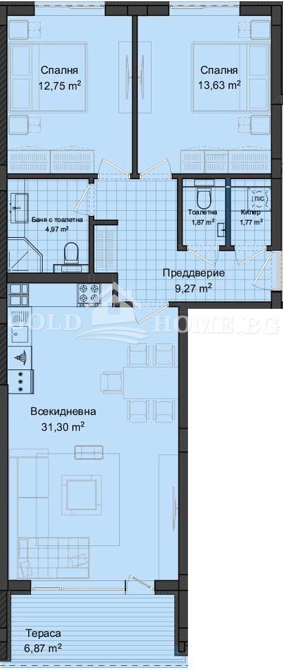Myytävänä  2 makuuhuonetta Plovdiv , Gagarin , 92 neliömetriä | 93796686 - kuva [5]