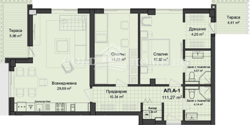 Myytävänä  2 makuuhuonetta Plovdiv , Gagarin , 92 neliömetriä | 93796686 - kuva [8]