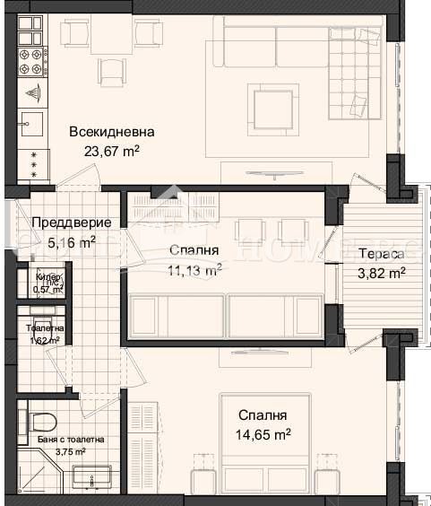 Myytävänä  2 makuuhuonetta Plovdiv , Gagarin , 92 neliömetriä | 93796686 - kuva [2]
