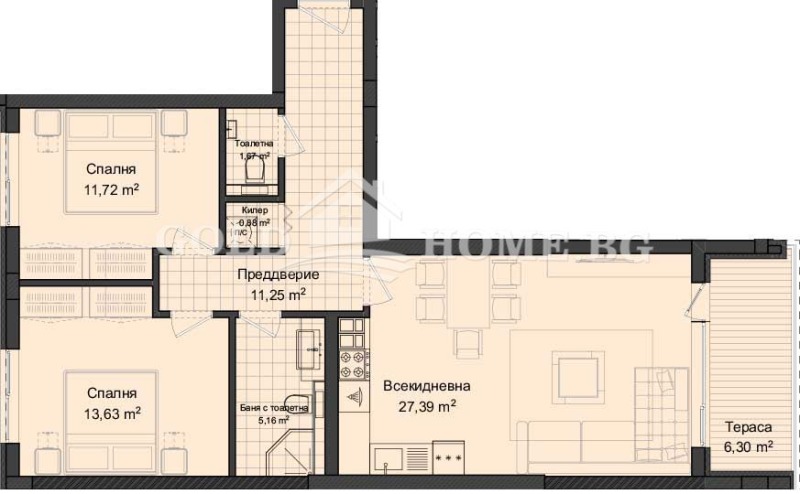 Myytävänä  2 makuuhuonetta Plovdiv , Gagarin , 92 neliömetriä | 93796686 - kuva [3]