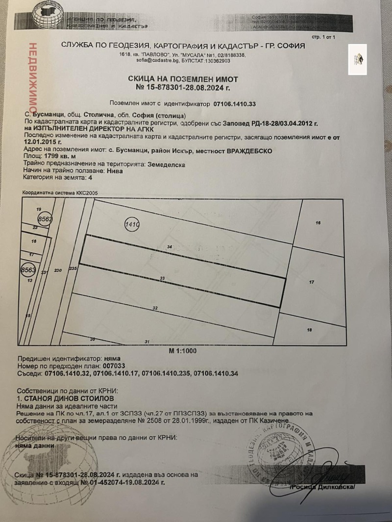 Продава ЗЕМЕДЕЛСКА ЗЕМЯ, с. Бусманци, област София област, снимка 1 - Земеделска земя - 48207243