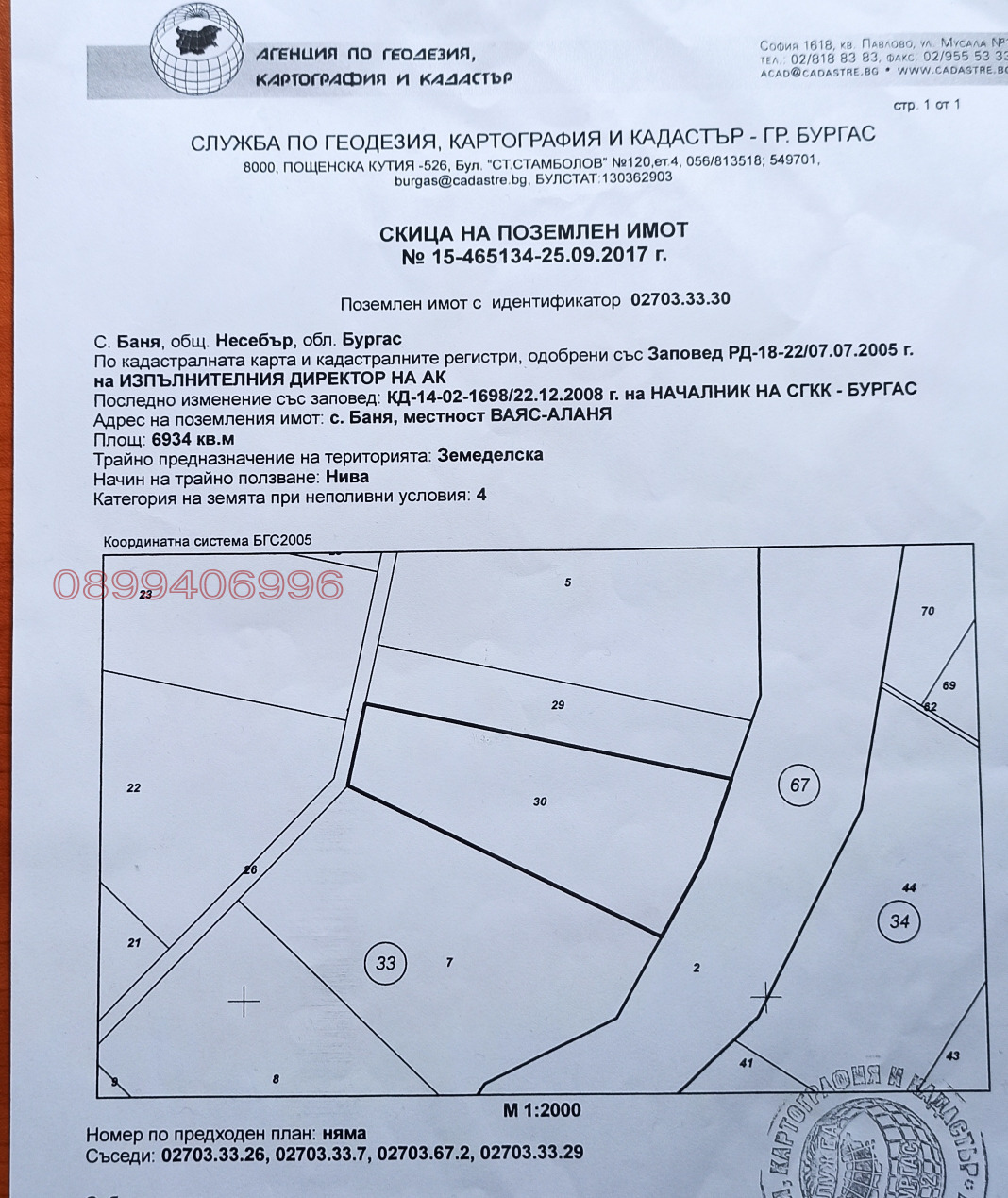Продава ЗЕМЕДЕЛСКА ЗЕМЯ, с. Баня, област Бургас, снимка 3 - Земеделска земя - 54393203