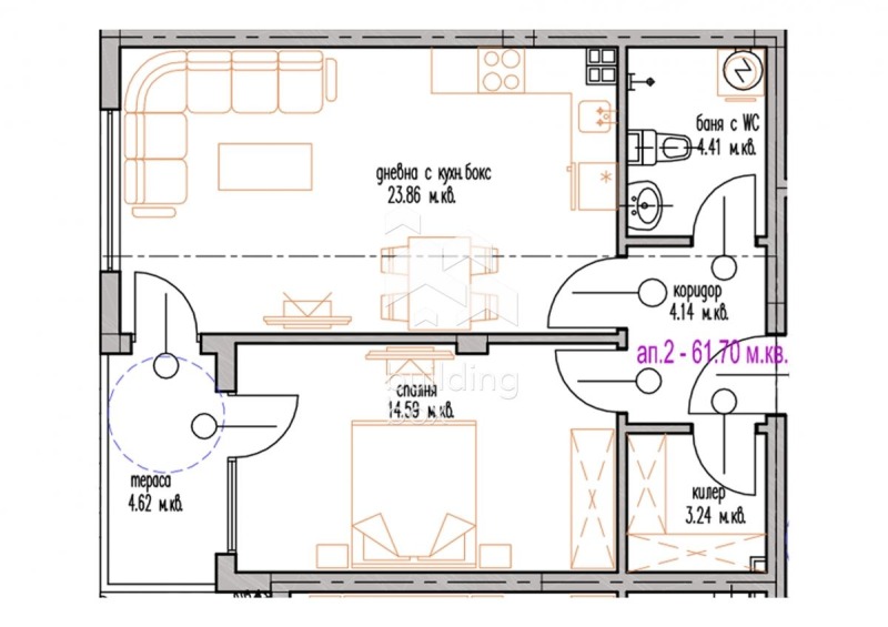 Eladó  1 hálószoba Varna , m-t Dolna Traka , 68 négyzetméter | 82628813 - kép [3]