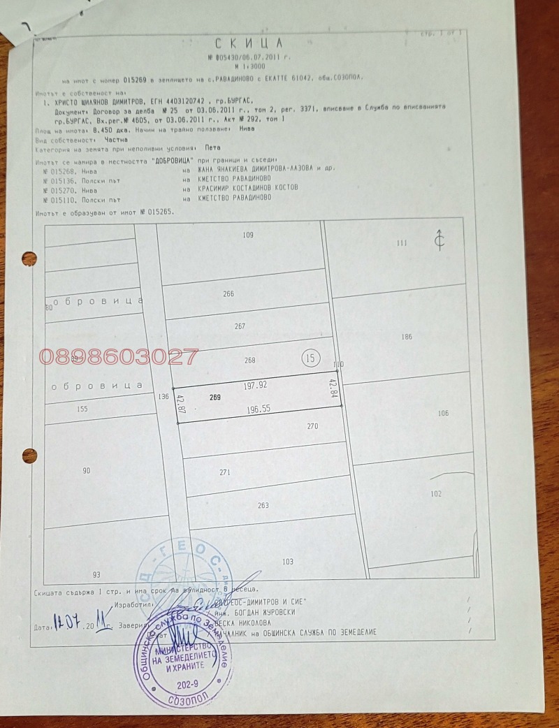 Продава ЗЕМЕДЕЛСКА ЗЕМЯ, с. Равадиново, област Бургас, снимка 5 - Земеделска земя - 52785850