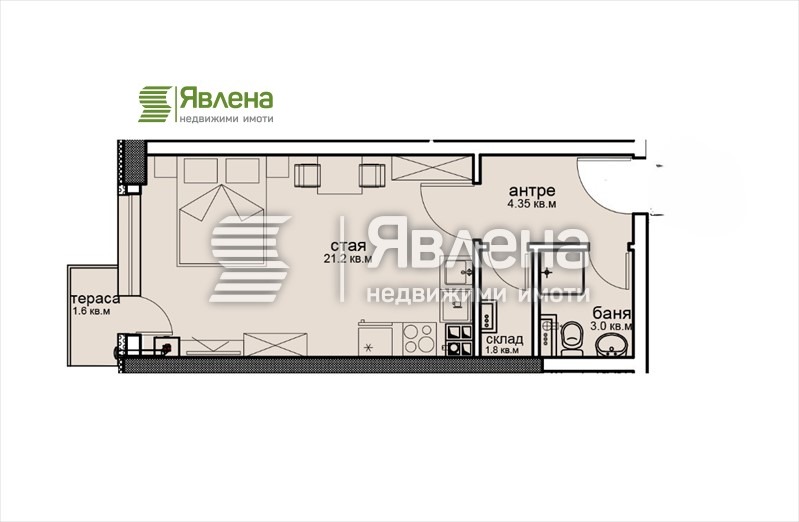 Myytävänä  Studio Sofia , Vitoša , 47 neliömetriä | 47501634 - kuva [2]