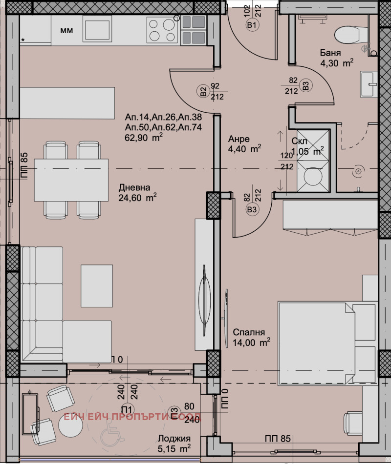 À venda  1 quarto Plovdiv , Hristo Smirnenski , 73 m² | 52713308 - imagem [2]
