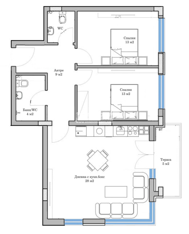 For Sale  2 bedroom Plovdiv , Mladezhki Halm , 98 sq.m | 29162318 - image [2]