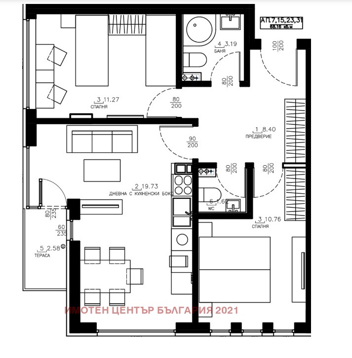 Продава 3-СТАЕН, гр. София, Малинова долина, снимка 11 - Aпартаменти - 46633825