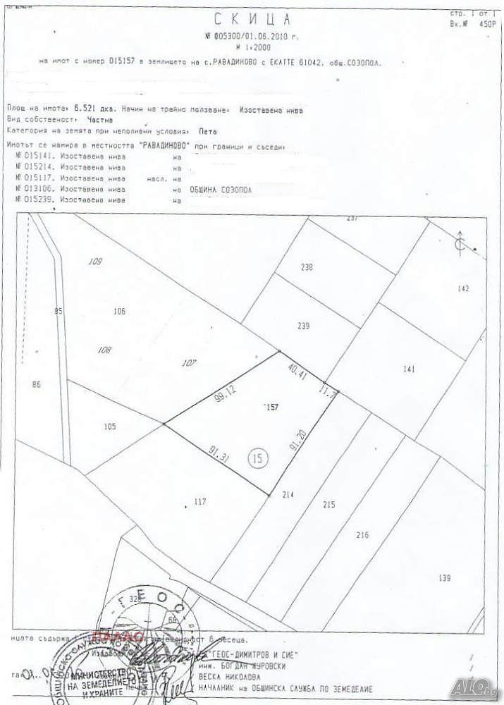 Продава ПАРЦЕЛ, област Бургас, с. Равадиново • 82000 € / 160378.06 лв. • 93191573 1