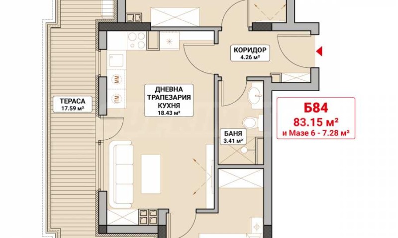 Te koop  2 slaapkamers Sofia , Mladost 4 , 99 m² | 54778884 - afbeelding [2]