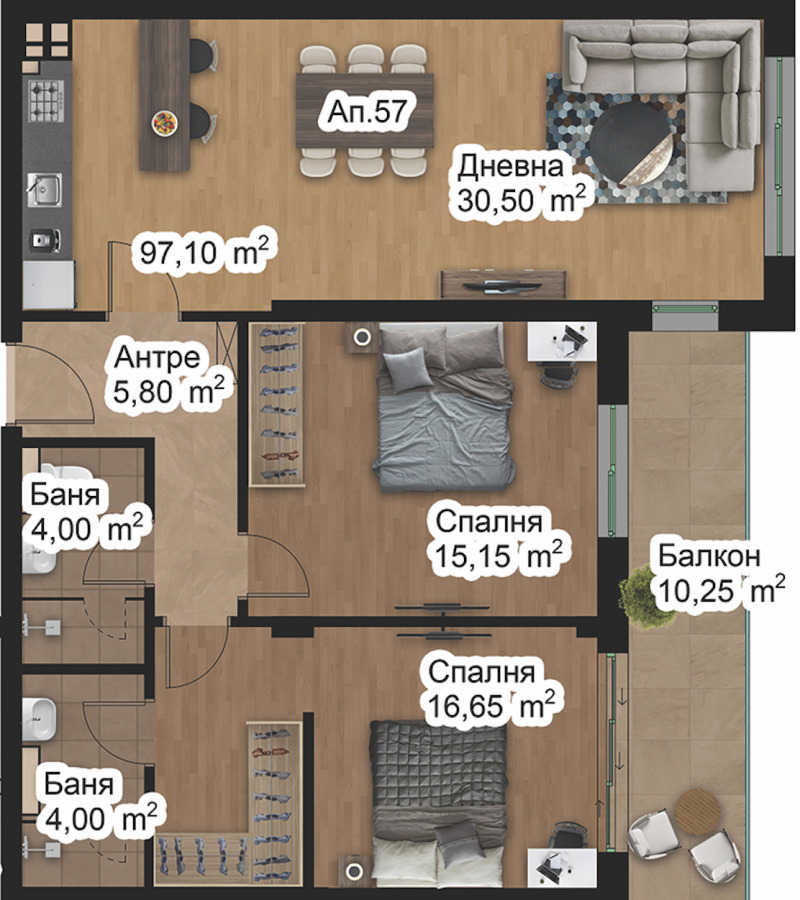 Eladó  2 hálószobás Plovdiv , Peshtersko sose , 121 négyzetméter | 29988058