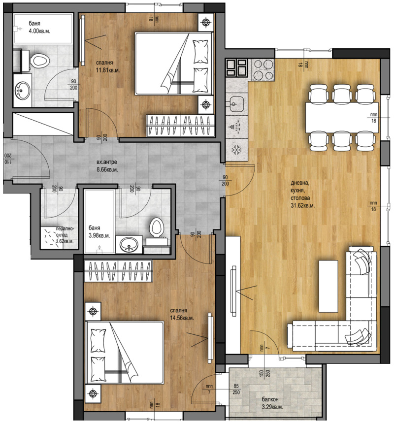 Zu verkaufen  2 Schlafzimmer Plowdiw , Hristo Smirnenski , 112 qm | 88928274 - Bild [2]