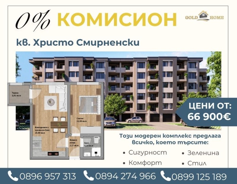 Zu verkaufen  1 Schlafzimmer Plowdiw , Hristo Smirnenski , 56 qm | 23475914