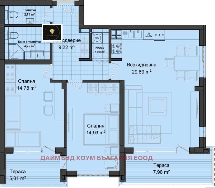 In vendita  2 camere da letto Plovdiv , Gagarin , 127 mq | 81655127 - Immagine [2]