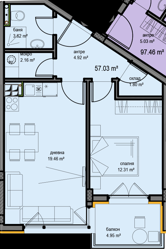 Продается  1 спальня София , Овча купел , 66 кв.м | 20361351 - изображение [2]