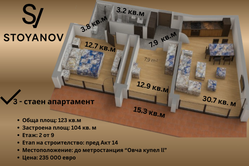 Продава 3-СТАЕН, гр. София, Овча купел 2