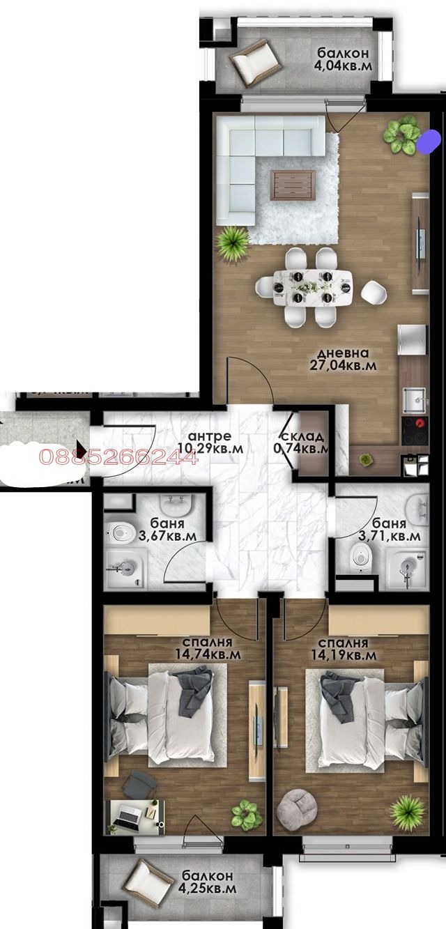 Продава 3-СТАЕН, гр. Пловдив, Остромила, снимка 5 - Апартаменти - 53814183