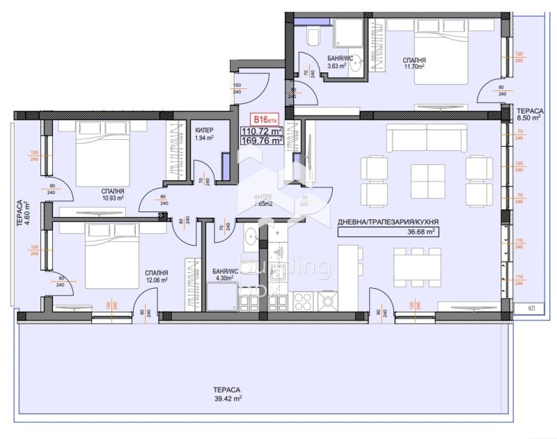 Na prodej  3 ložnice Plovdiv , Christo Smirnenski , 165 m2 | 72121243 - obraz [6]