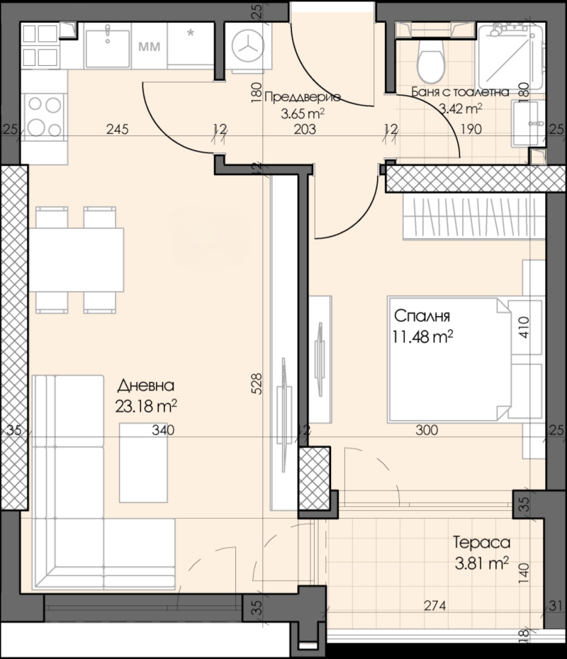 Продава  2-стаен град Пловдив , Гагарин , 66 кв.м | 43104391 - изображение [2]