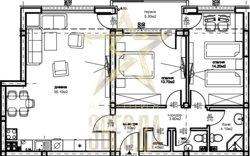 En venta  2 dormitorios Plovdiv , Yuzhen , 115 metros cuadrados | 59344049