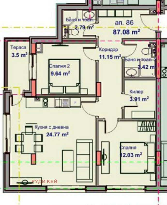 Продаја  2 спаваће собе Варна , Вазраждане 1 , 100 м2 | 11822968 - слика [3]