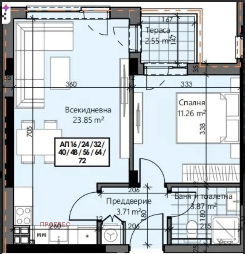 Myytävänä  1 makuuhuone Plovdiv , Hristo Smirnenski , 66 neliömetriä | 83985182 - kuva [3]