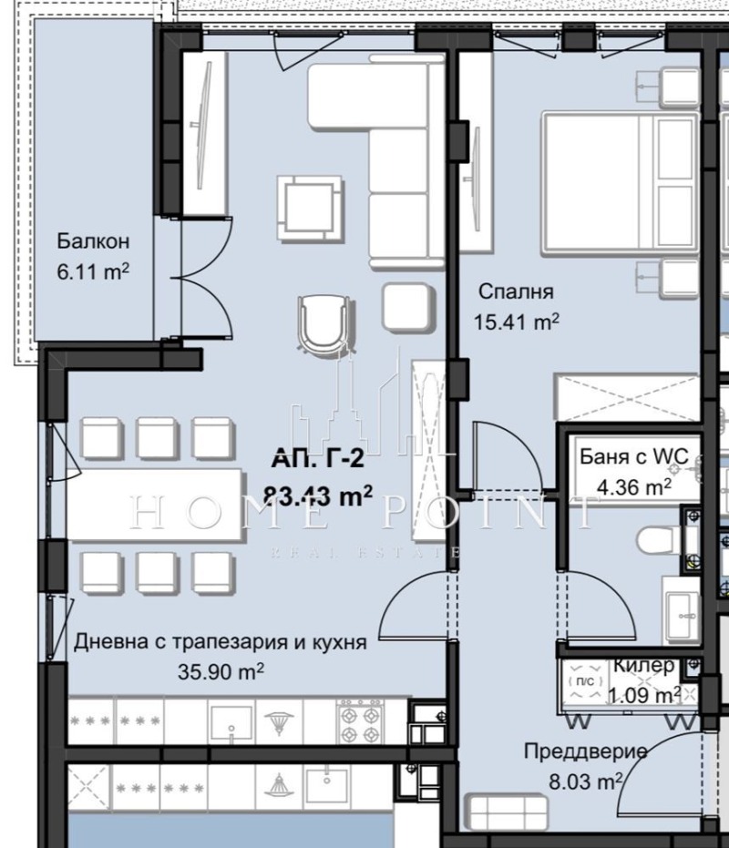 Zu verkaufen  1 Schlafzimmer Plowdiw , Hristo Smirnenski , 99 qm | 43466442 - Bild [5]