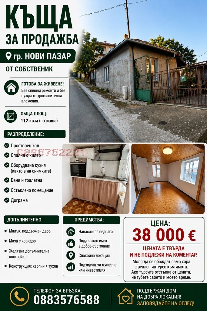 Продава КЪЩА, гр. Нови пазар, област Шумен