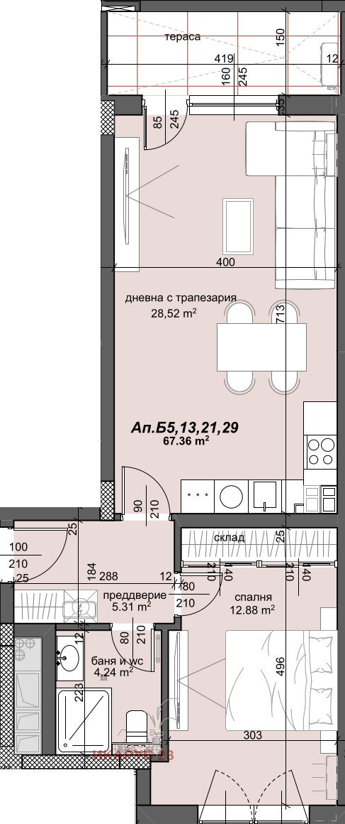 На продаж  1 спальня Пловдив , Тракия , 81 кв.м | 76362321 - зображення [4]