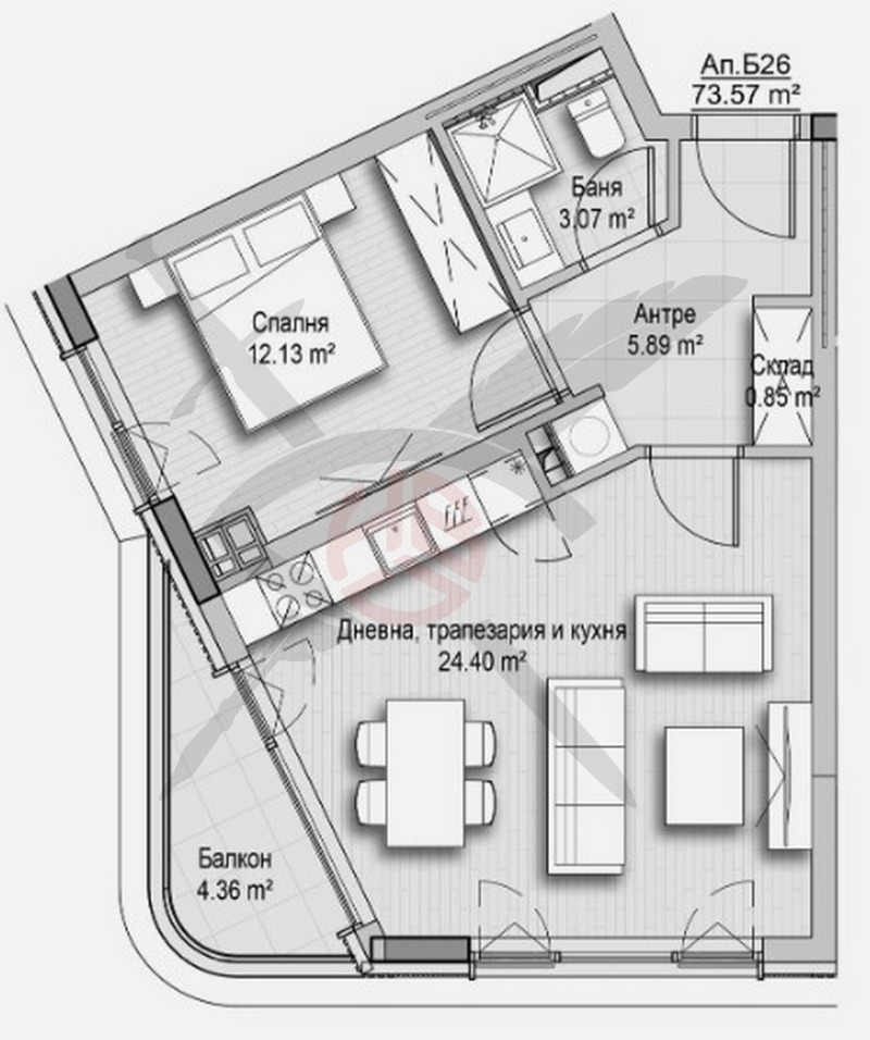 Продава 2-СТАЕН, гр. София, Кръстова вада, снимка 1 - Aпартаменти - 48225051