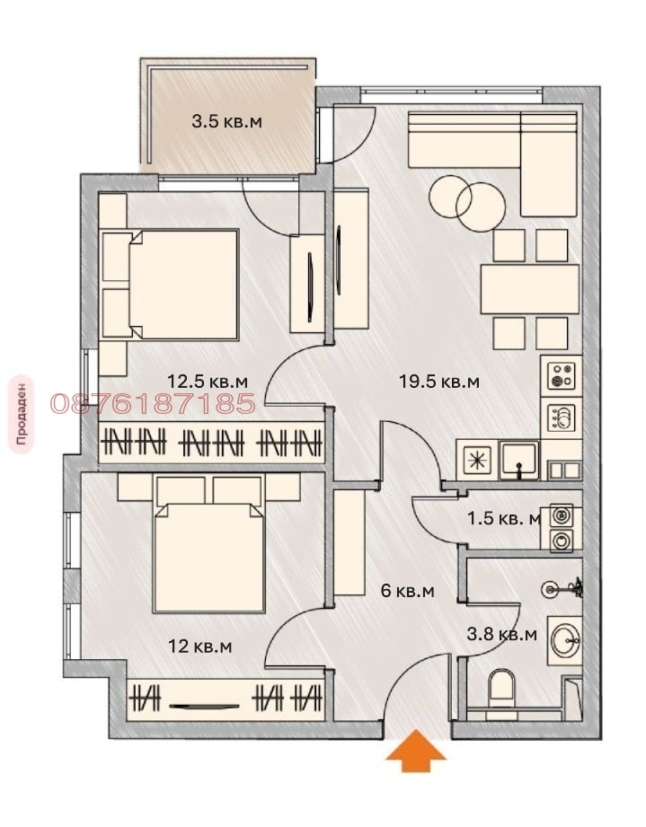 Продава 3-СТАЕН, гр. София, Малинова долина, снимка 5 - Апартаменти - 52784145