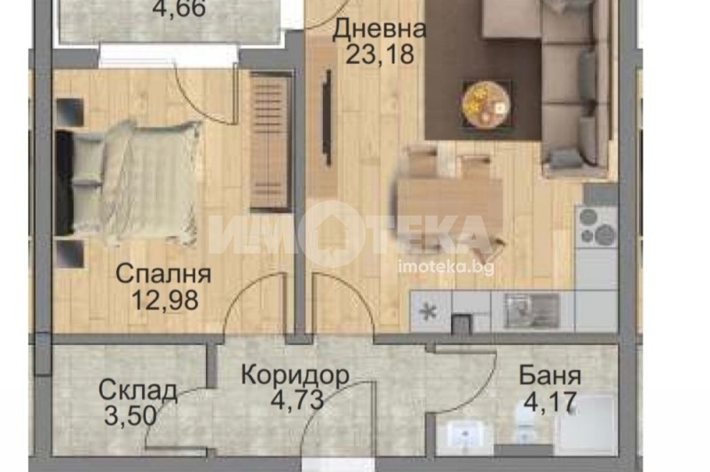 À venda  1 quarto Sofia , Kniajevo , 69 m² | 91387882