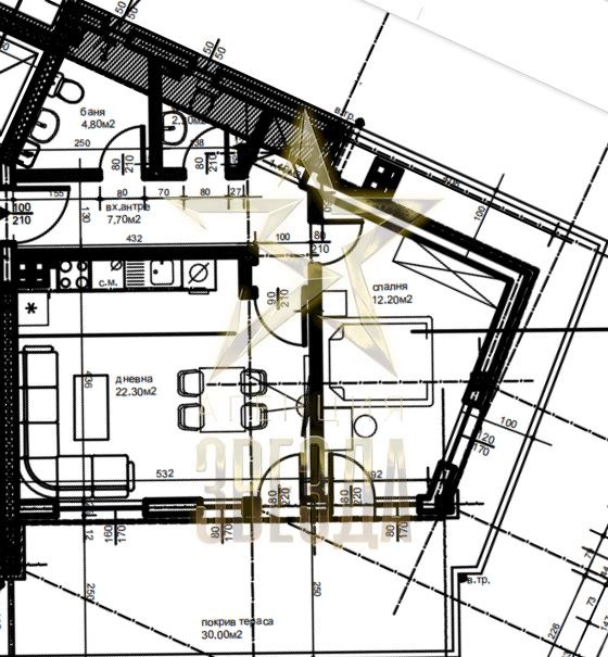 Myytävänä  1 makuuhuone Plovdiv , Ostromila , 106 neliömetriä | 79116355