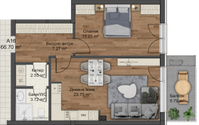 1 Schlafzimmer Ostromila, Plowdiw