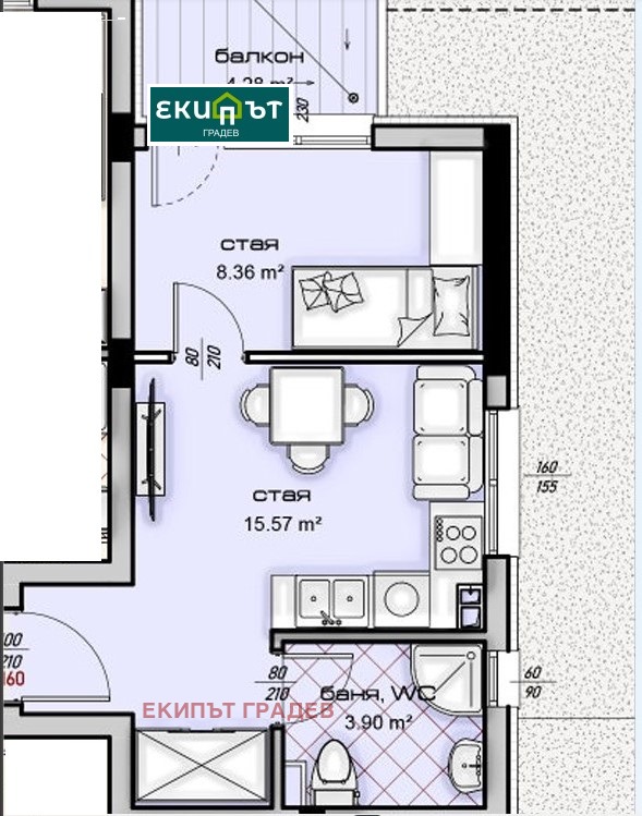 Till salu  1 sovrum Varna , Vladislav Varnentjik 1 , 50 kvm | 59295300 - bild [2]