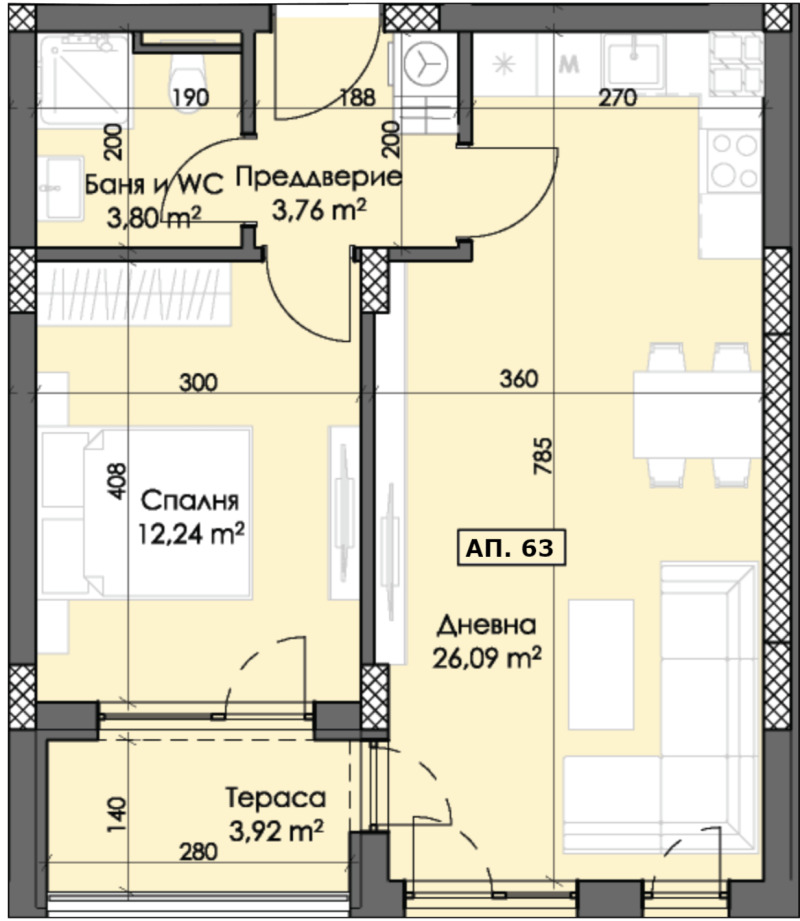 Til salgs  1 soverom Plovdiv , Trakija , 70 kvm | 54791871