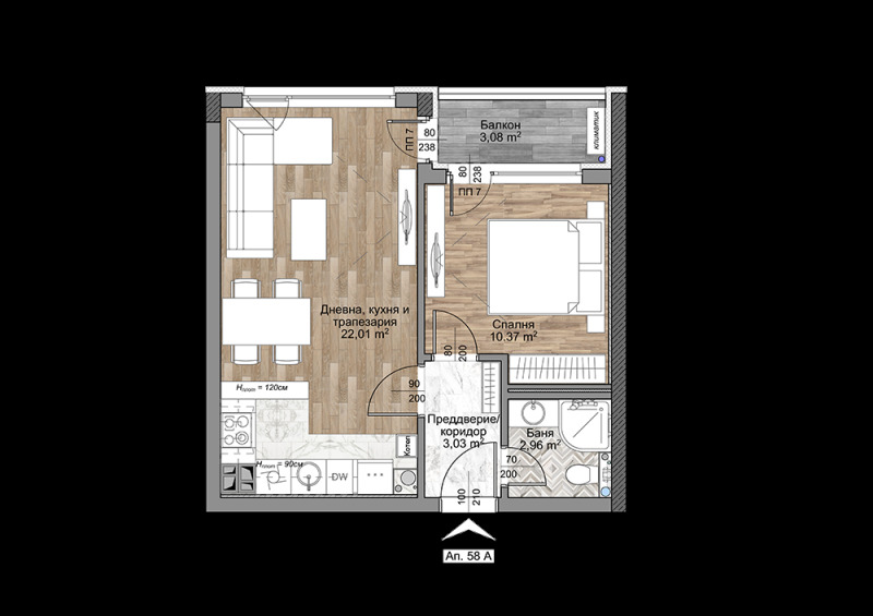 Zu verkaufen  1 Schlafzimmer Sofia , Mladost 4 , 58 qm | 55129358 - Bild [2]