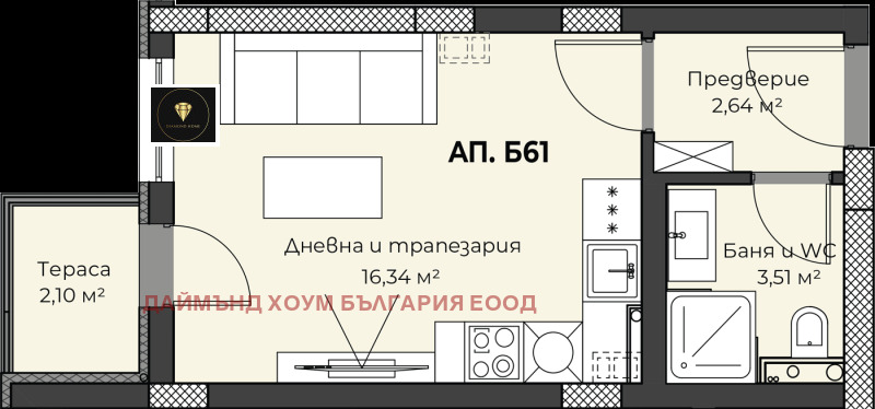 Продава 1-СТАЕН, гр. Пловдив, Пещерско шосе, снимка 2 - Aпартаменти - 49220383