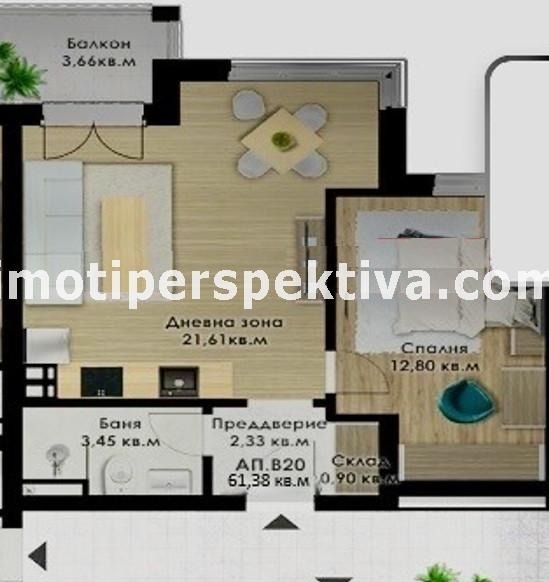 À vendre  1 chambre Plovdiv , Kyutchouk Parij , 61 m² | 44834113