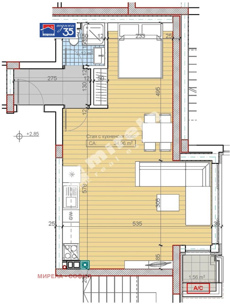 Продава 1-СТАЕН в град София, м-т Гърдова глава - 58 кв.м / 146 158 € » 285 860.20 лв., МИРЕЛА - СОФИЯ