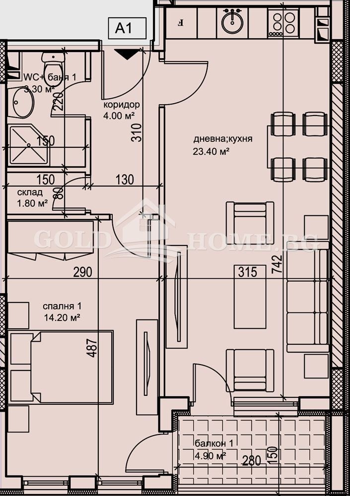 Til salgs  1 soverom Plovdiv , Karsjijaka , 63 kvm | 76552761 - bilde [9]